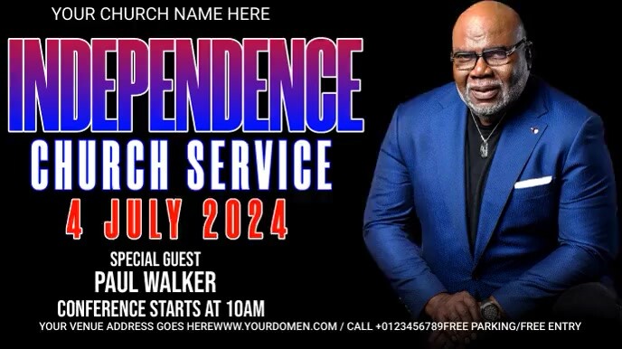4th July church service Digital Display (16:9) template