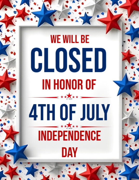 4th July Closed  Flyer (us Letter) template