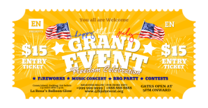 4th July Event Ticket Template Facebook Shared Image
