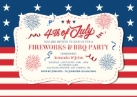 4th July Firework & BBQ Party Post Template Postal