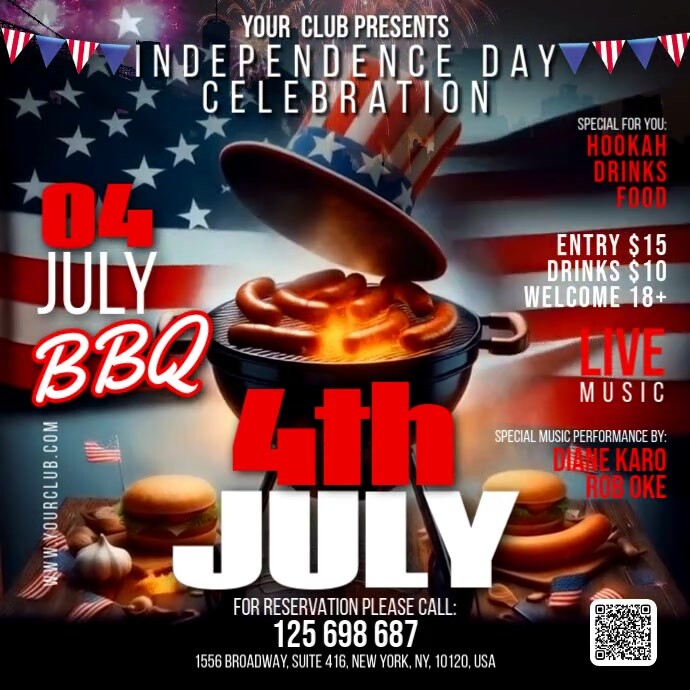 4th July Independence Day Square (1:1) template