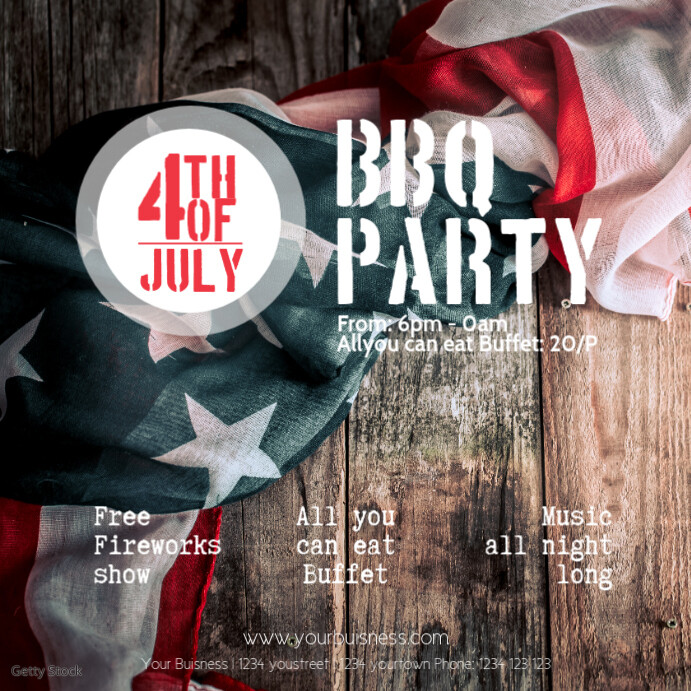4th july instagram template bbq Party Quadrado (1:1)