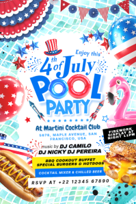 4th July Pool Party Poster Template