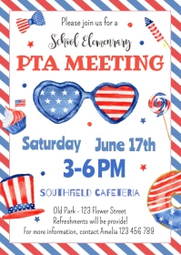 4th july PTO PTA Meeting Flyer Printable A6 template