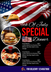 4th July Special Dinner A6 template