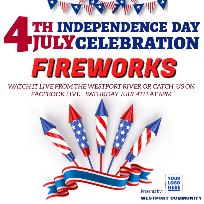 4th july square fireworks template Instagram Post