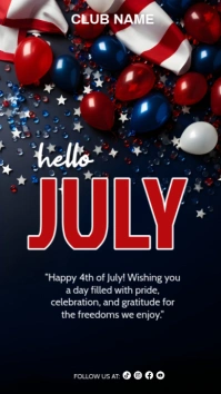 4th of July, event, Independence day, event, hello july Instagram Story template