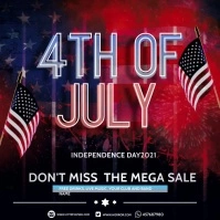 Black and Red 4th of July Celebration Instagram Design Vierkant (1:1) template