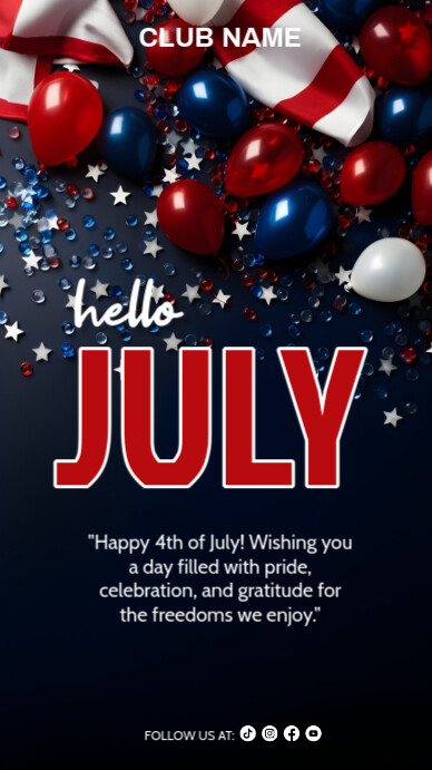 4th of July, event, Independence day, event, hello july Instagram Story template