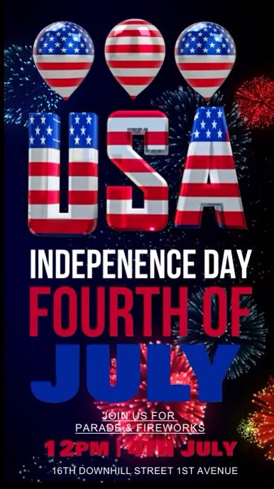 4th of July, event, Independence day Instagram Story template