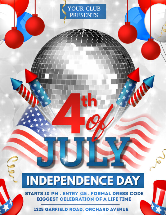 4th of July, Independence Day Flyer template