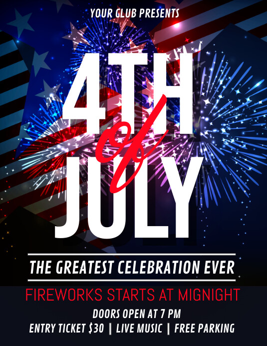 4th of July, Independence Day Flyer Ulotka (US Letter) template