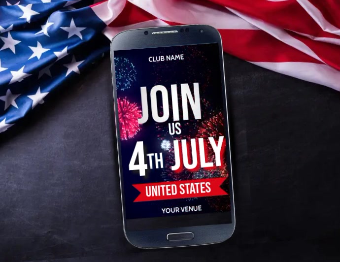 Black 4th of July Celebration Video Design Ulotka (US Letter) template