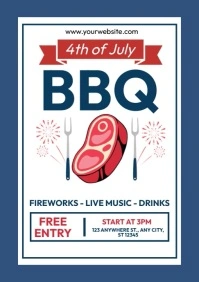 4th of July Barbecue Party A4 template