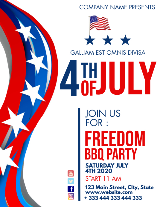 4th of july barbecue party flyer advertisemen Volante (Carta US) template