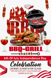 4th of july bbq & grill party flyer template Tabloid