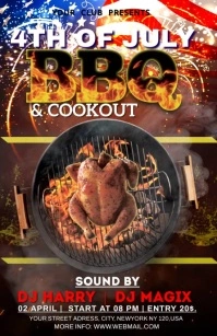 4th of july BBQ Media Página Ancho template