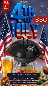 4th of July BBQ event design instagram template