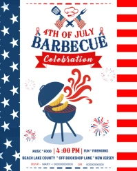 4th of July BBQ Flyer | Independence Day Party Template | Patriotic Cookout Invite Instagram Portrait