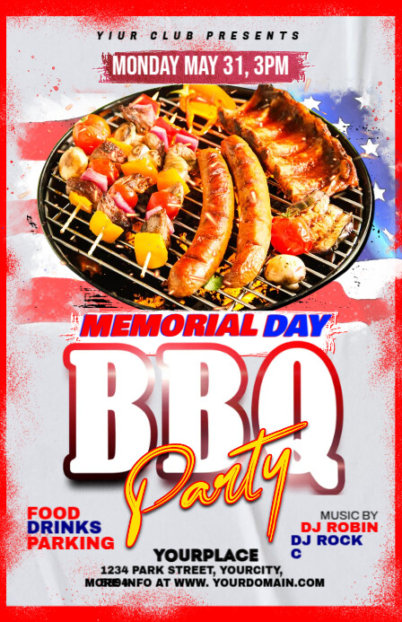 4th OF JULY BBQ Flyer Tabloid template