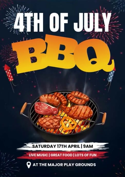 4th of July BBQ Invitation A4 template