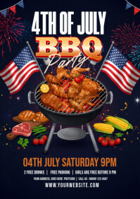 4th of July BBQ Invitation A4 template