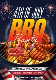 4th of July BBQ Invitation A4 template
