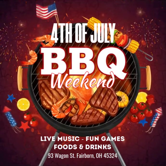 4th of July BBQ Invitation Wpis na Instagrama template