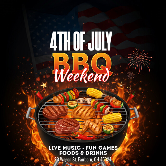 4th of July BBQ Invitation Wpis na Instagrama template