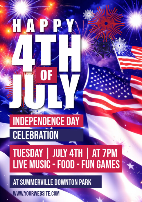 4th of July BBQ Invitation A4 template