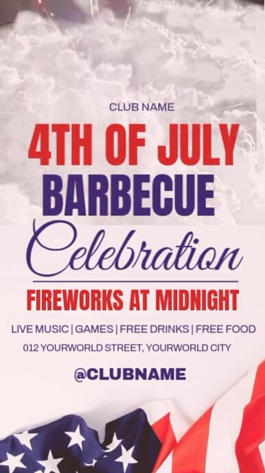 4th of July BBQ Party Flyer with Fireworks & Celebration Theme Template ...