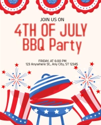 4th Of July Bbq Party Invitation  Instagram Portrait template