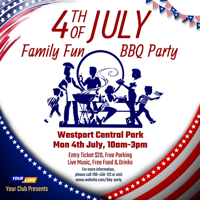 4th of july bbq party template (1) Instagram-bericht