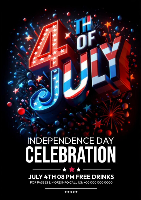 4th Of July Celebration Flyer Template A4