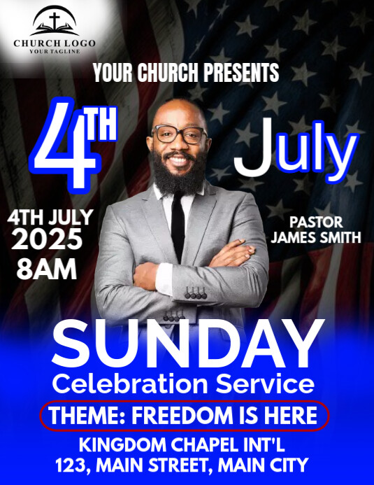 4TH OF JULY CHURCH FLYER Template | PosterMyWall