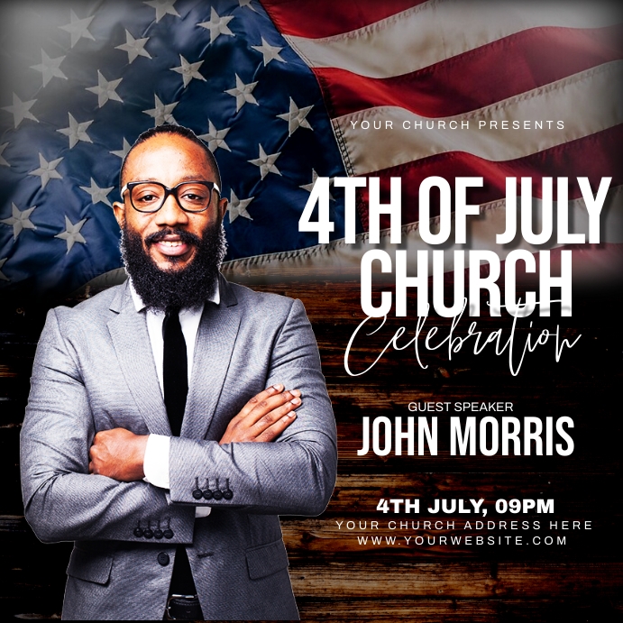 4TH OF JULY CHURCH FLYER Publicación de Instagram template