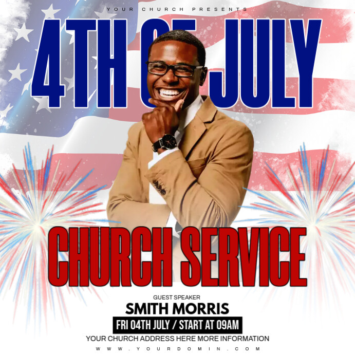4th of july church service Template | PosterMyWall