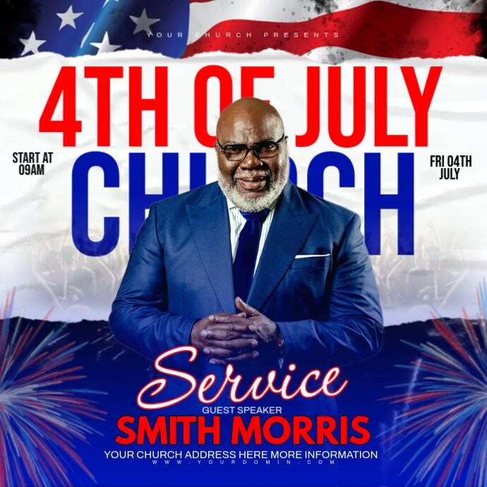 4th of july church service Instagram Post template