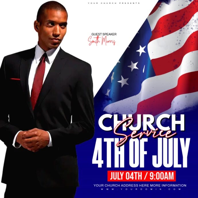 4th of july church service Instagram-opslag template