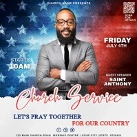 4th Of July Church Service Invite Instagram Post template