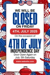 4th Of July Closed Poster template