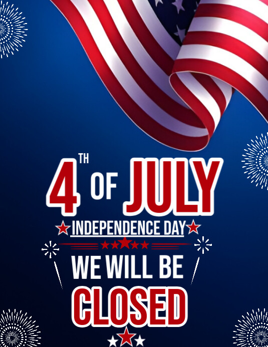 4th Of July Closed  Flyer (us Letter) Pamflet (VSA Brief) template