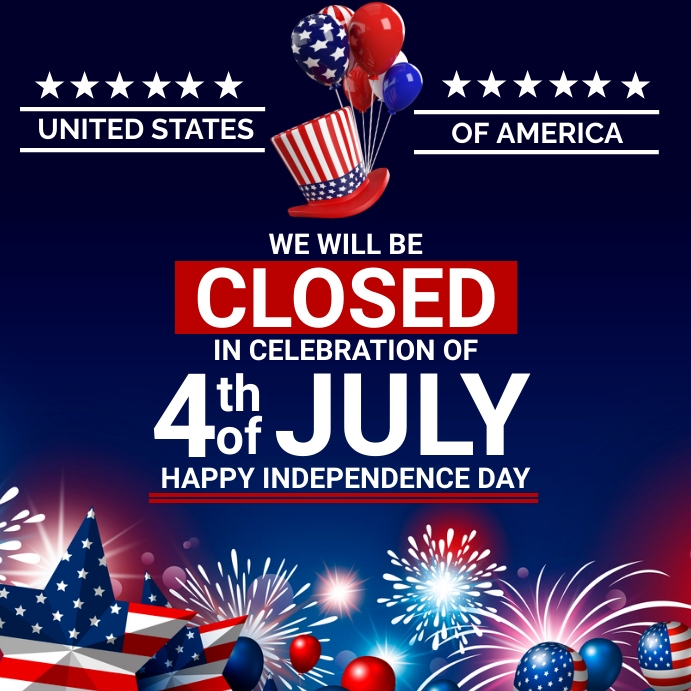 4th of July Closed Instagram Post template