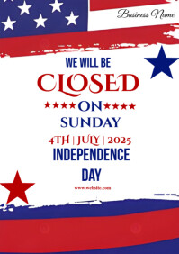 4th Of July Closed Post  A4 template
