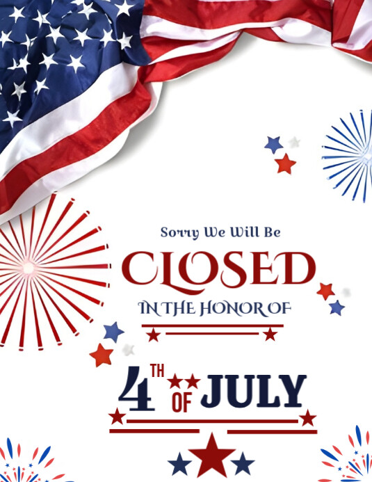 4th Of July  Closed Post  Flyer (us Letter) Pamflet (VSA Brief) template