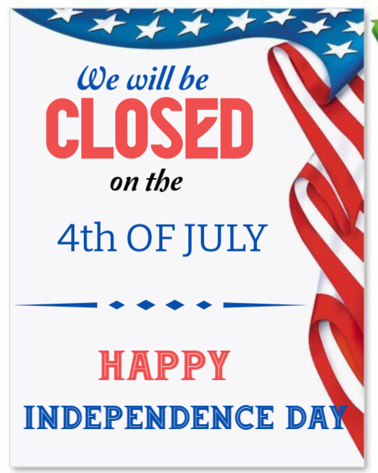 4th of July Closure Notice Template | Business Closed Independence Day Sign Instagram Portrait