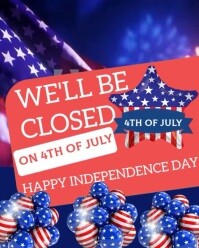 4th of July Closure Notice Template | Patriotic Business Holiday Sign 2025 Instagram Portrait