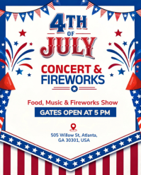 4th of July Concert & Fireworks Flyer – Independence Day Live Music & Fireworks Show Event Template Instagram Portrait