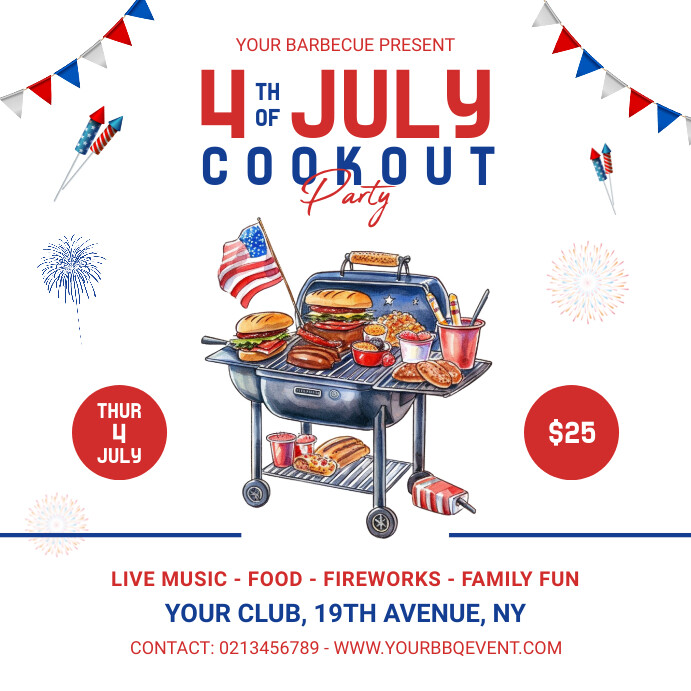 Copy of 4th Of July Cookout Party Instagram Post | PosterMyWall