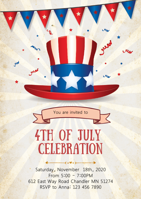 4th of July day party invitation Template PosterMyWall 4th of July day party invitation Template PosterMyWall